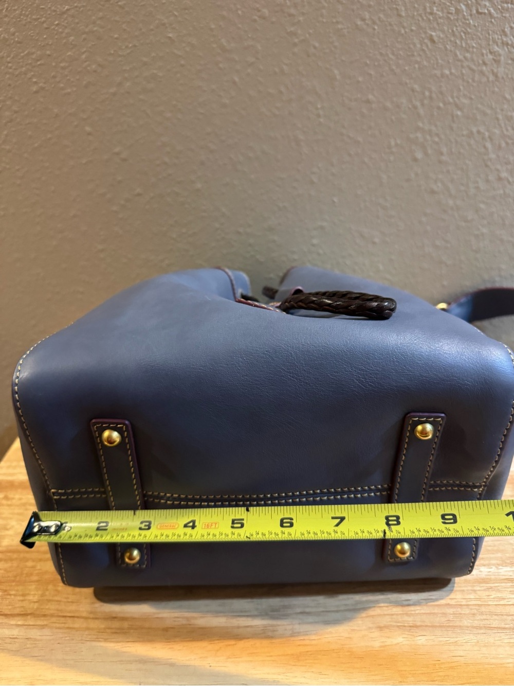 Dooney & Bourke Slate Blue Hattie Florentine Leather Drawstring Shoulder Bag - Picture 5 of 16